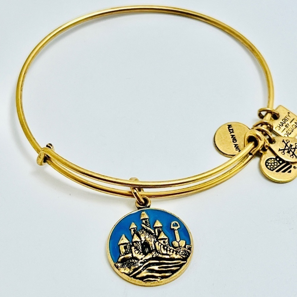 Alex and Ani “Sand Castle” Expandable Charm Bangle Bracelet. Gold Finish, NWOT
